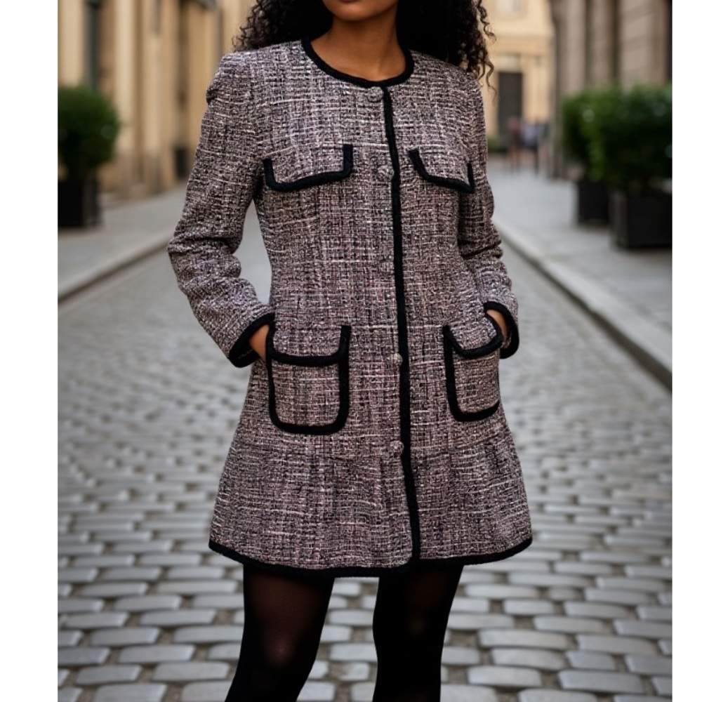 JESSIE & FÊTES Tweed blazer Jacket with Black Trim
